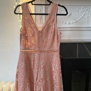 Rose colored lace dress